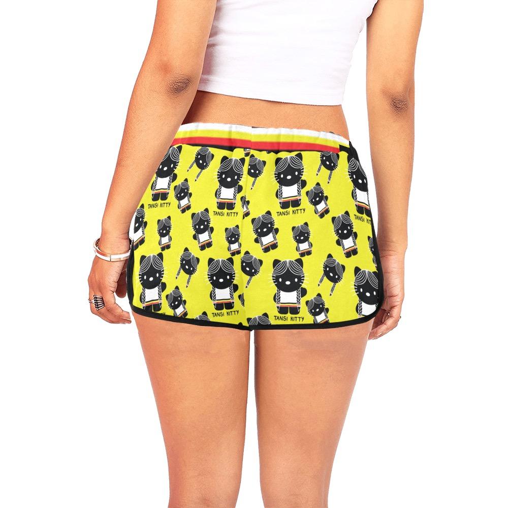 Tansi Kitty Medicine Band Type Yellow Invert Women's All Over Print Relaxed Shorts (Model L19) Women's All Over Print Relaxed Shorts (L19) e-joyer 