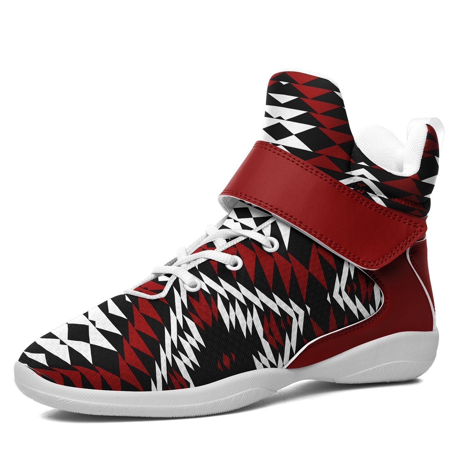 Taos Wool Ipottaa Basketball / Sport High Top Shoes - White Sole 49 Dzine US Men 7 / EUR 40 White Sole with Dark Red Strap 