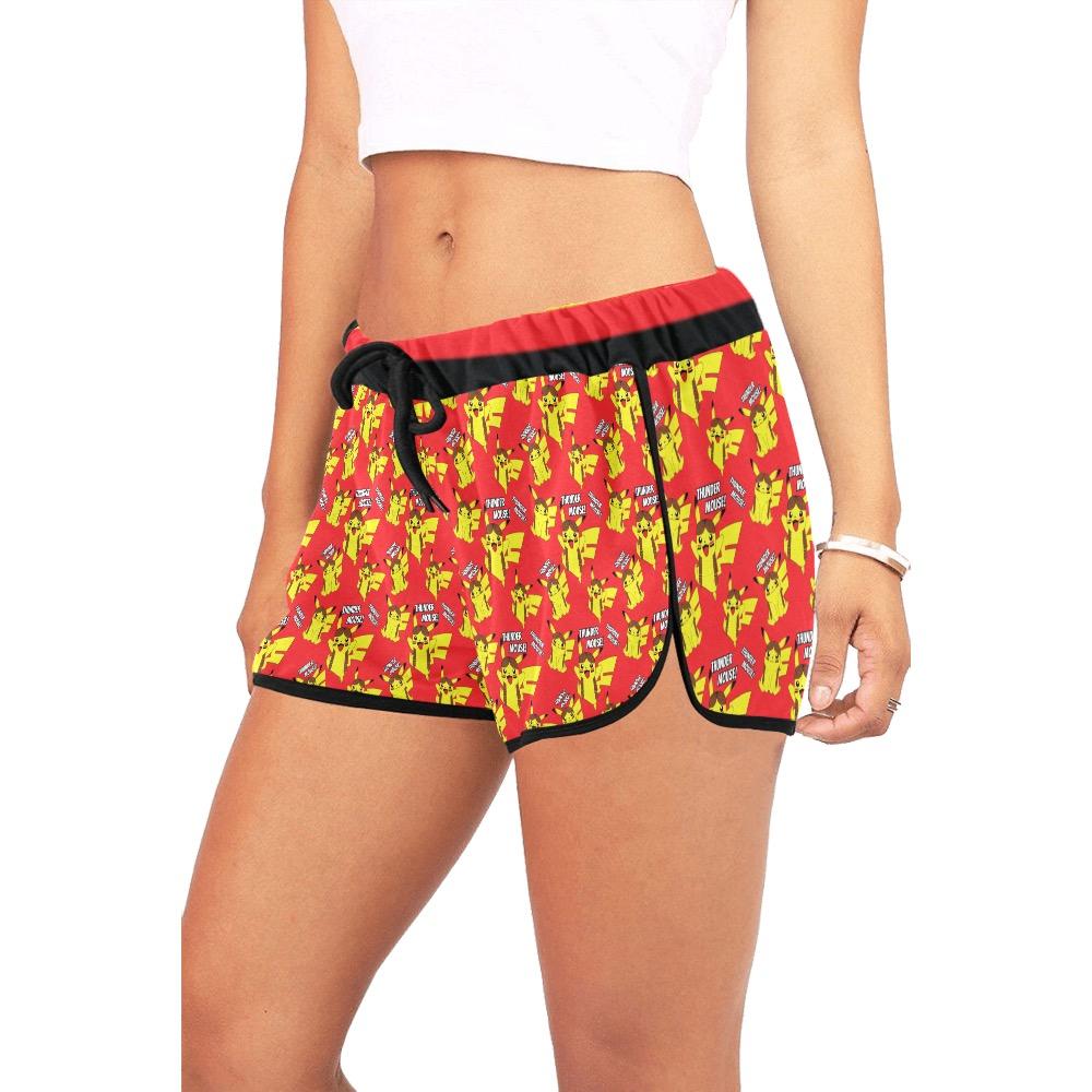 Thunder Mouse Shorts Red Women's All Over Print Relaxed Shorts (Model L19) Women's All Over Print Relaxed Shorts (L19) e-joyer 