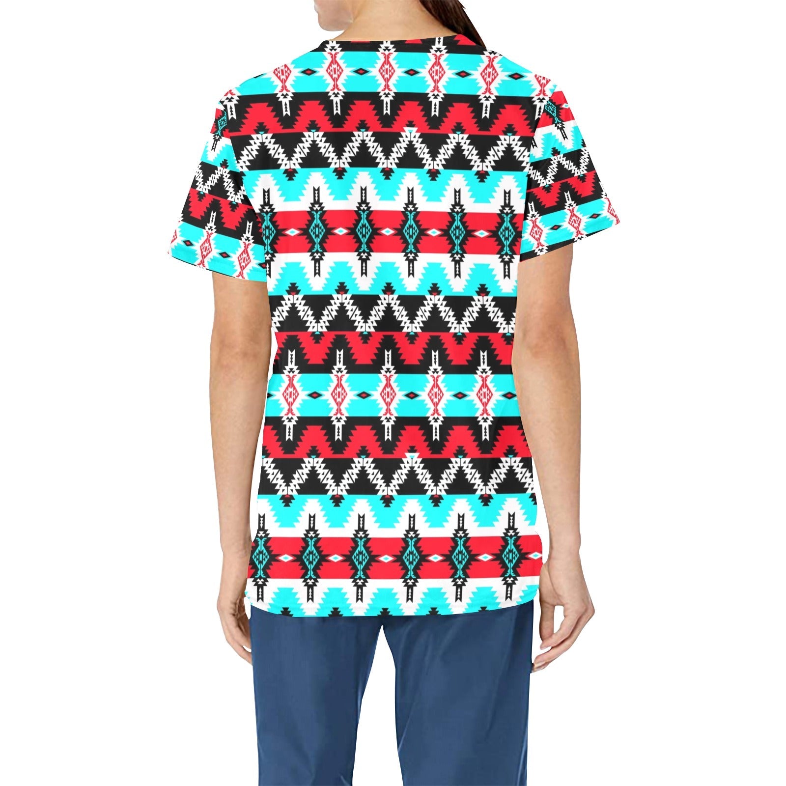 Two Spirit Dance All Over Print Scrub Top Scrub Top e-joyer 