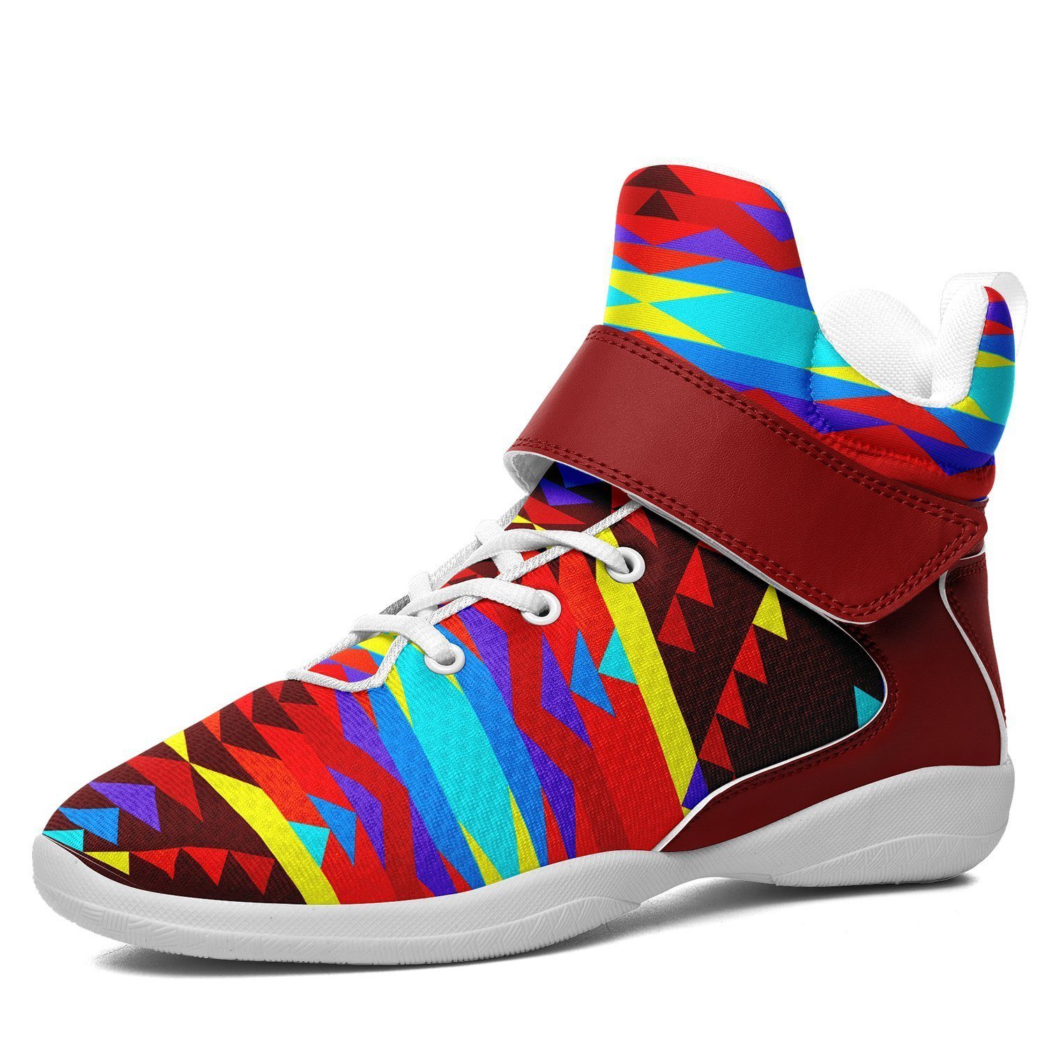Visions of Lasting Peace Ipottaa Basketball / Sport High Top Shoes - White Sole 49 Dzine US Men 7 / EUR 40 White Sole with Dark Red Strap 