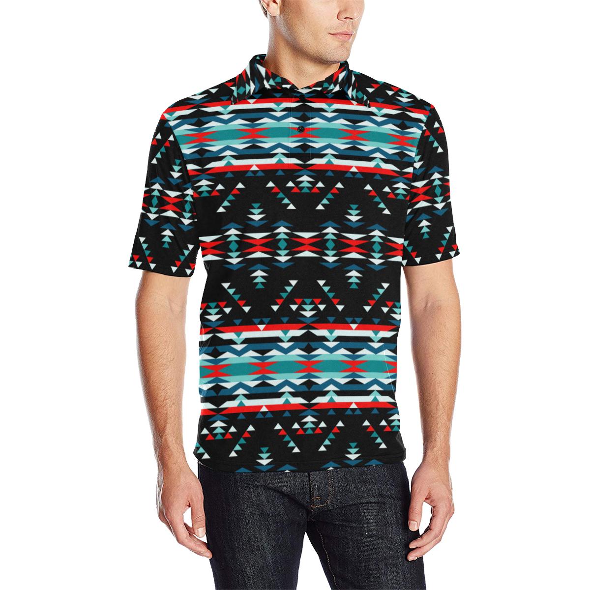 Visions of Peaceful Nights Men's All Over Print Polo Shirt (Model T55) Men's Polo Shirt (Model T55) e-joyer 
