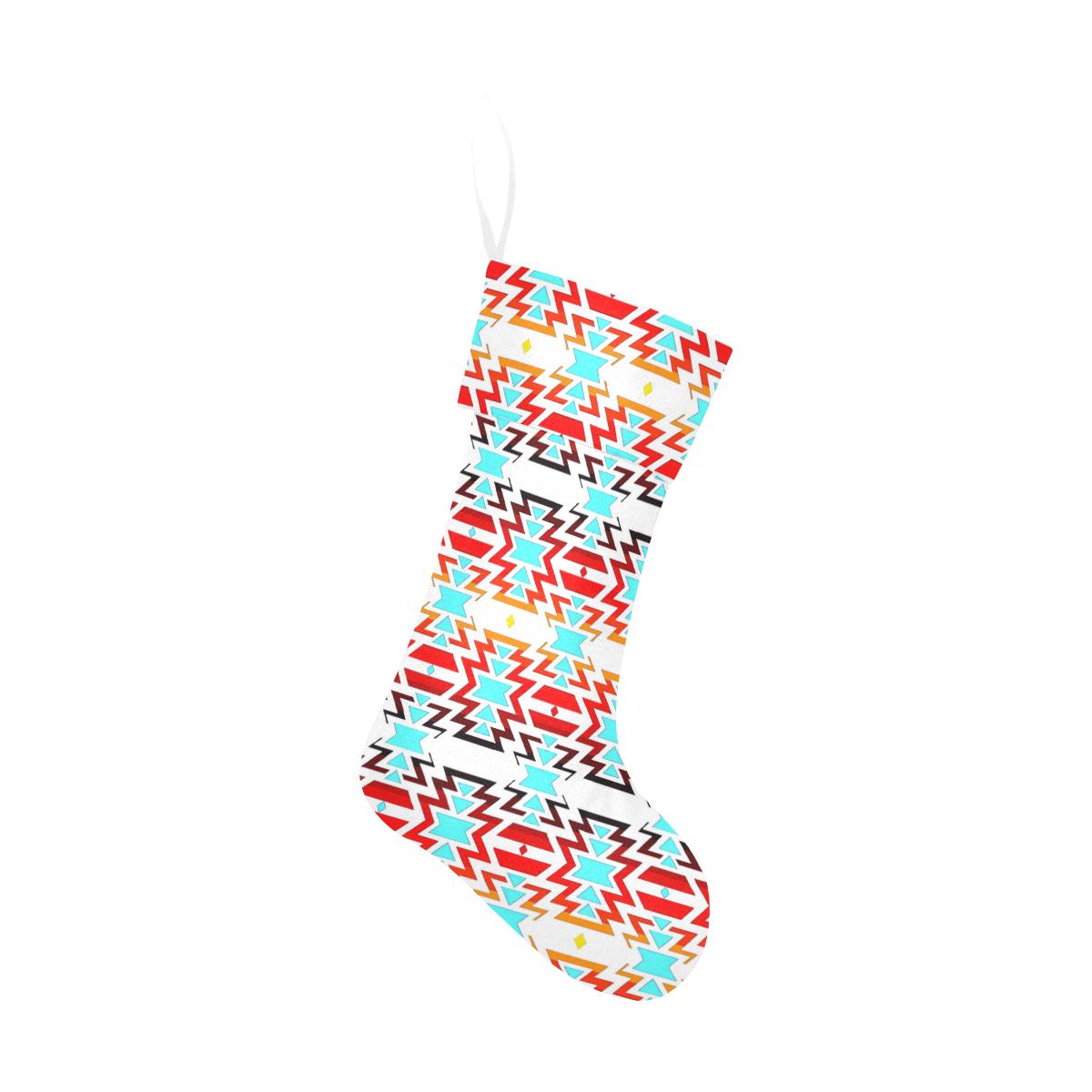 White Fire and Turquoise Christmas Stocking holiday stocking e-joyer 
