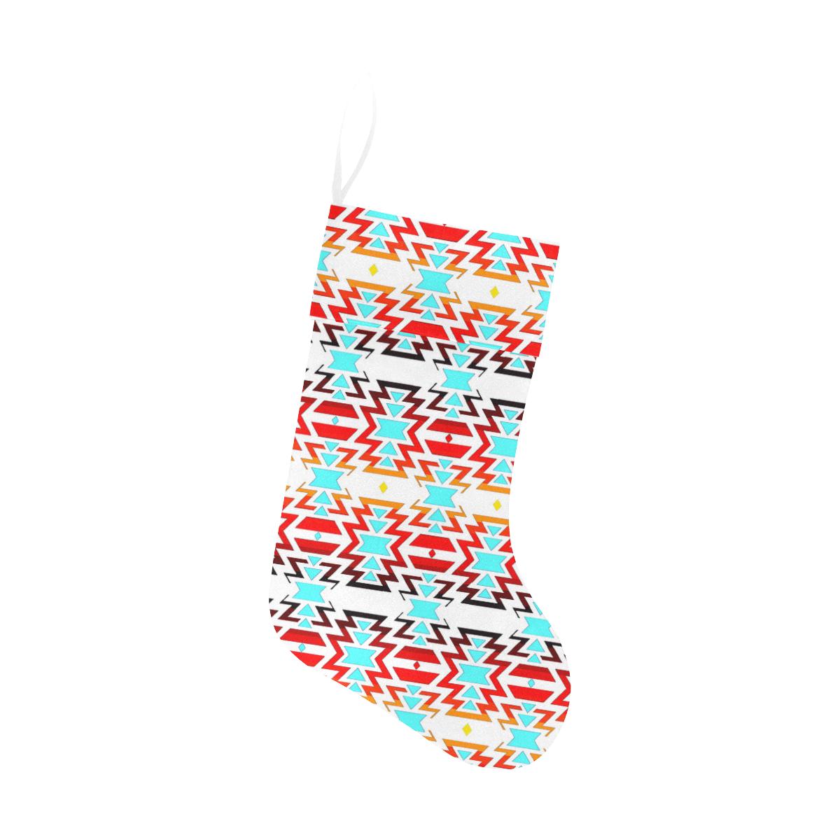 White Fire and Turquoise Christmas Stocking holiday stocking e-joyer 