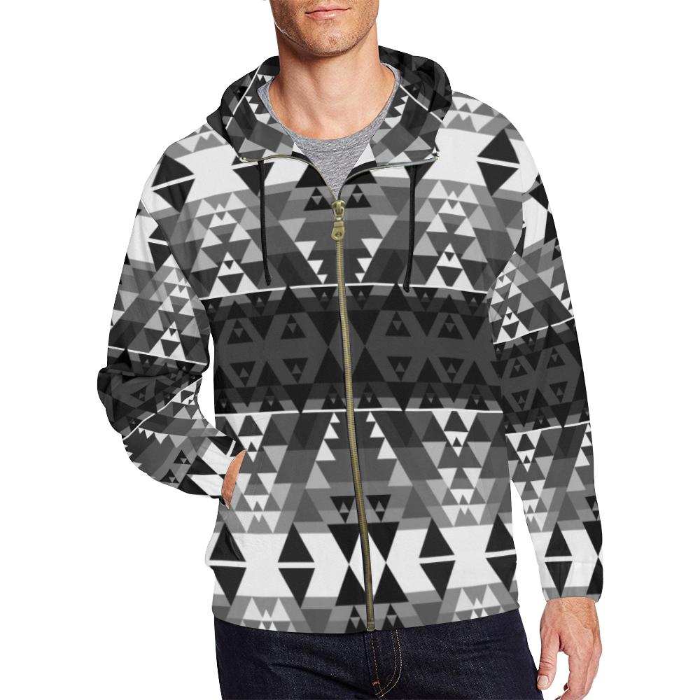 Writing on Stone Black and White All Over Print Full Zip Hoodie for Men (Model H14) All Over Print Full Zip Hoodie for Men (H14) e-joyer 