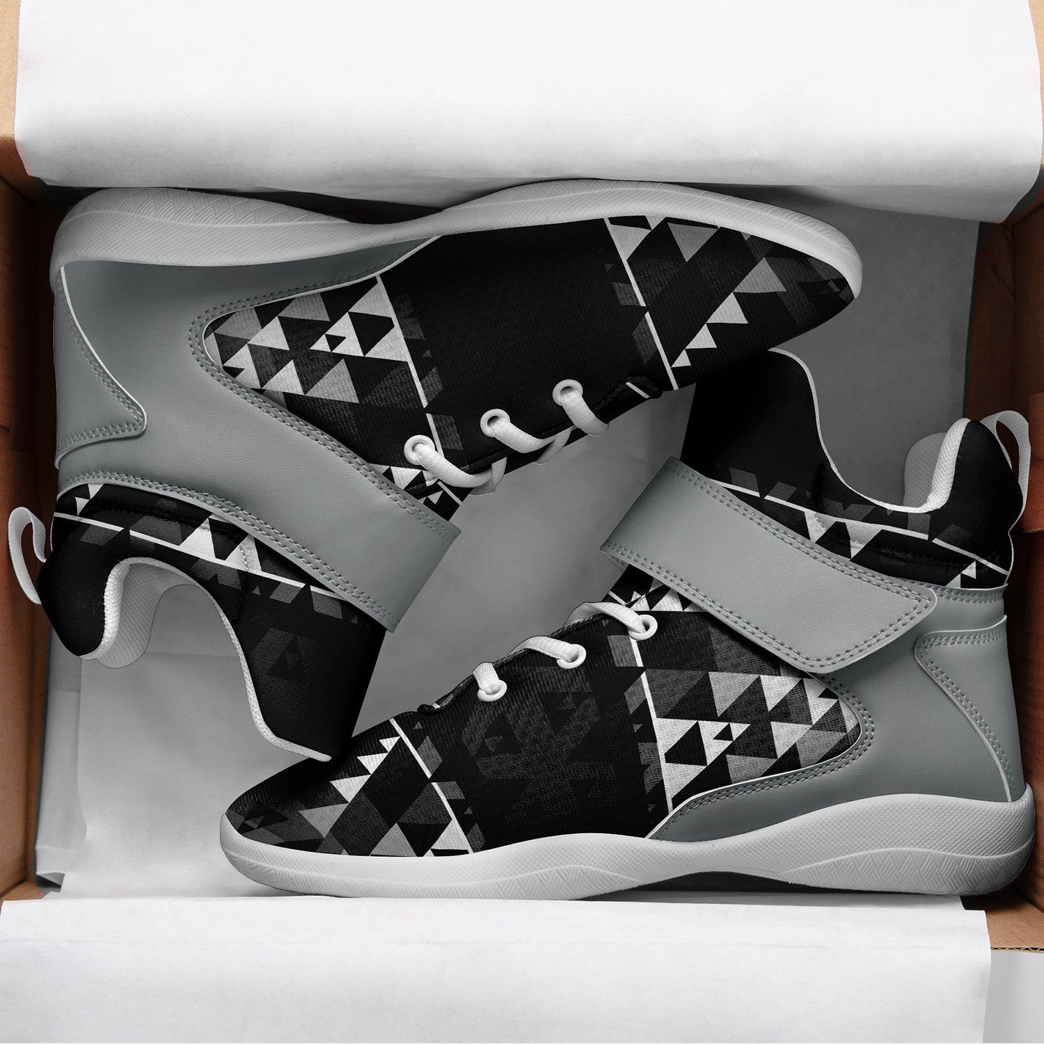 Writing on Stone Black and White Ipottaa Basketball / Sport High Top Shoes - White Sole 49 Dzine 