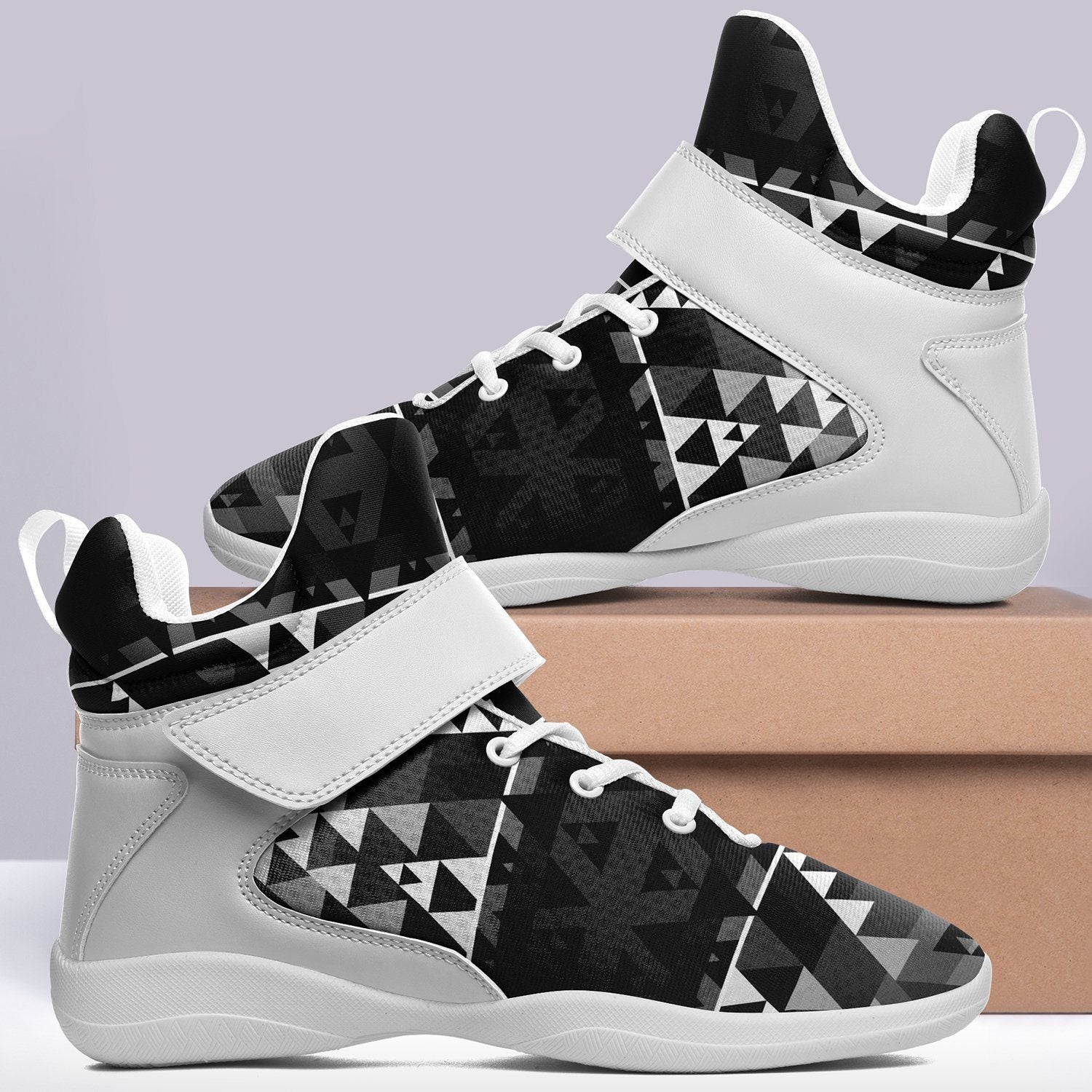 Writing on Stone Black and White Ipottaa Basketball / Sport High Top Shoes - White Sole 49 Dzine 