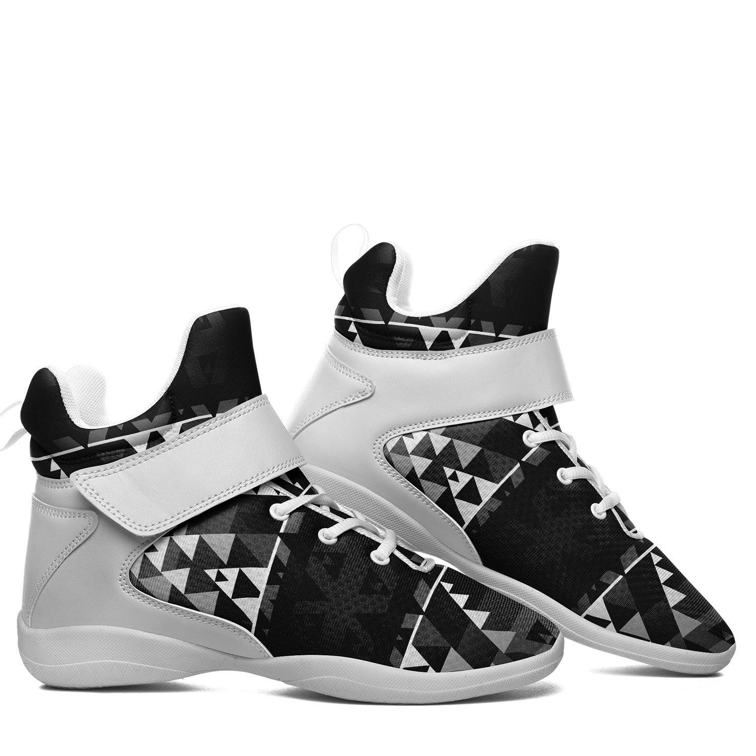 Writing on Stone Black and White Ipottaa Basketball / Sport High Top Shoes - White Sole 49 Dzine 