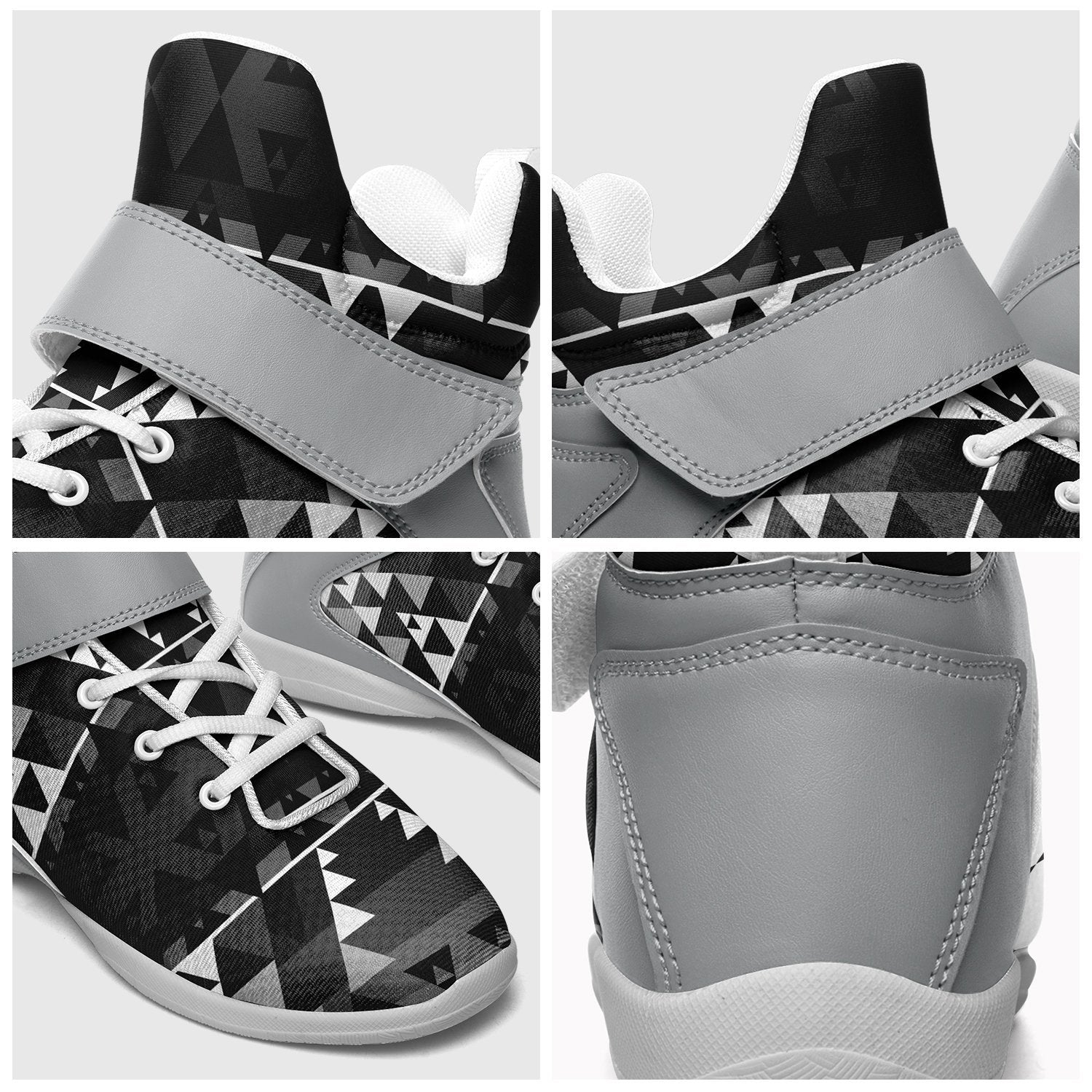 Writing on Stone Black and White Ipottaa Basketball / Sport High Top Shoes - White Sole 49 Dzine 