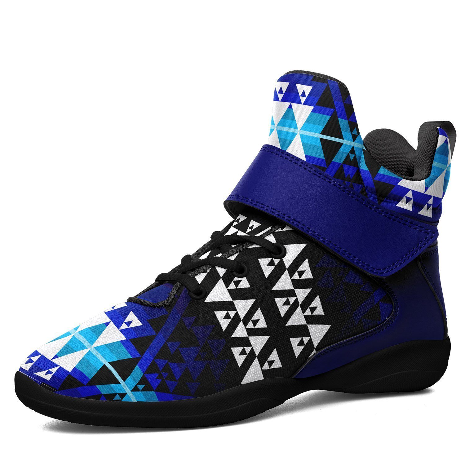 Writing on Stone Night Watch Kid's Ipottaa Basketball / Sport High Top Shoes 49 Dzine US Child 12.5 / EUR 30 Black Sole with Blue Strap 