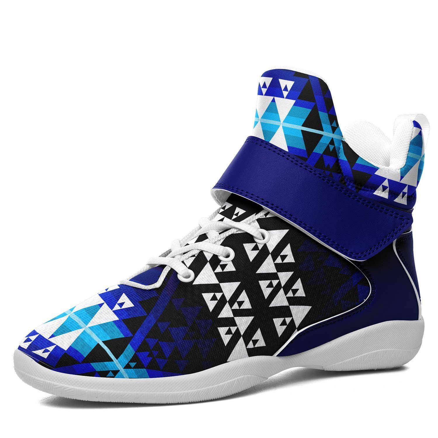 Writing on Stone Night Watch Kid's Ipottaa Basketball / Sport High Top Shoes 49 Dzine US Child 12.5 / EUR 30 White Sole with Blue Strap 