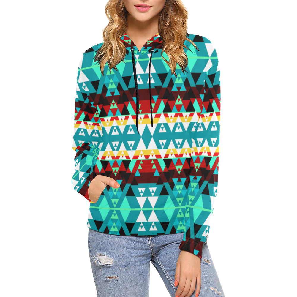 Writing on Stone Wheel All Over Print Hoodie for Women (USA Size) (Model H13) Hoodie e-joyer 